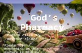 God’s Pharmacy Please note everything in this picture is edible. The rocks are really potatoes Please click to advance slides.