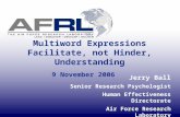 Multiword Expressions Facilitate, not Hinder, Understanding 9 November 2006 Jerry Ball Senior Research Psychologist Human Effectiveness Directorate Air.