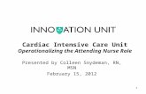 1 Cardiac Intensive Care Unit Operationalizing the Attending Nurse Role Presented by Colleen Snydeman, RN, MSN February 15, 2012.