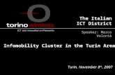 The Italian ICT District Infomobility Cluster in the Turin Area Turin, November 8 th, 2007 Speaker: Marco Volontà.