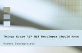 Things Every ASP.NET Developer Should Know Robert Boedigheimer.