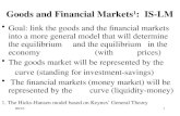 BlCh51 Goods and Financial Markets 1 : IS-LM Goal: link the goods and the financial markets into a more general model that will determine the equilibrium.