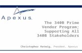 The 340B Prime Vendor Program; Supporting All 340B Stakeholders Christopher Hatwig, President, Apexus.