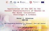 Application of the GHS to the Hazard Characteristics of Wastes in the Basel Convention: Challenges & Schemes GHS Stocktaking Workshop For Southeast, East.