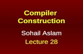 Compiler Construction Sohail Aslam Lecture 28. 2 StackInput ¤0¤0 id – id  id $ s4 ¤0 id 4 – id  id $ r6 F → id ¤0F3¤0F3 – id  id $ r5 T → F ¤0T2¤0T2.