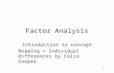 1 Factor Analysis Introduction to concept Reading = Individual differences by Colin Cooper.