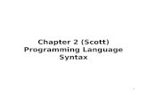 Chapter 2 (Scott) Programming Language Syntax 1. Lexical and Syntactic Analysis Chomsky Grammar Hierarchy Lexical Analysis – Tokenizing Syntactic Analysis.