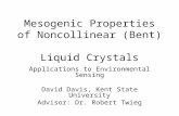 Mesogenic Properties of Noncollinear (Bent) Liquid Crystals Applications to Environmental Sensing David Davis, Kent State University Advisor: Dr. Robert.