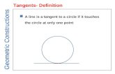 Tangents- Definition Geometric Constructions A line is a tangent to a circle if it touches the circle at only one point.