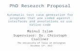 Automatic test case generation for programs that are coded against interfaces and annotations or use native code Mainul Islam Supervisor: Dr. Christoph.