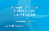 Shape of the Australian Curriculum December 2010.