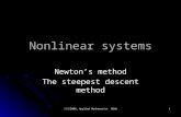 數值方法 2008, Applied Mathematics NDHU 1 Nonlinear systems Newton’s method The steepest descent method.