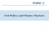 TOPIC 5 Fed Policy and Money Markets 1. 2 Outline What is Money? What affects the supply of money? –How does the banking system work? –What is the Fed?