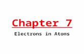 Chapter 7 Electrons in Atoms. Properties of Electrons Electrons display both particle properties and wave properties. Electrons were discovered by JJ.