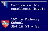 Curriculum for Excellence levels 1&2 in Primary School 3&4 in S1 – S3.