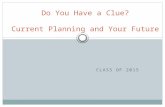CLASS OF 2015 Do You Have a Clue? Current Planning and Your Future.
