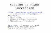 Section 2: Plant Succession Plant communities develop through a succession of changes. Key Ideas: - Seral Stages - Climatic Climax Vegetation - Plagioclimax.