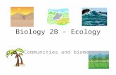 Biology 2B - Ecology Communities and biomes. Ecosystems Habitat Particular area in which a population lives Abiotic factor Non living factors eg temperature,