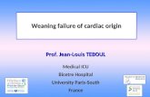 Weaning failure of cardiac origin Prof. Jean-Louis TEBOUL Medical ICU Bicetre Hospital University Paris-South France.