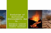 Evolution of Australian Environments due to.. Biological Isolation Geological stability Climatic variations.