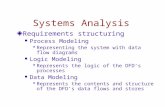 Systems Analysis Requirements structuring Process Modeling  Representing the system with data flow diagrams Logic Modeling  Represents the logic of the.