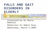 FALLS AND GAIT DISORDERS IN ELDERLY Presented by Dr Marie Makhoul Moderator Dr Nabil Naja Wednesday, March 5,2003.