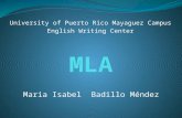 University of Puerto Rico Mayaguez Campus English Writing Center Maria Isabel Badillo Méndez.