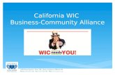 California WIC Business-Community Alliance.  WIC Funding Challenges  NOT an entitlement program  Full funding guaranteed only through FY 2013  Damaging.