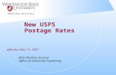 New USPS Postage Rates effective May 15, 2007 WSU Mailing Services Office of University Publishing.