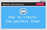 AdCore University AMSTERDAM How to create the perfect feed.