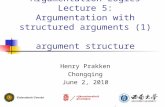 Argumentation Logics Lecture 5: Argumentation with structured arguments (1) argument structure Henry Prakken Chongqing June 2, 2010.
