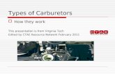Types of Carburetors  How they work This presentation is from Virginia Tech Edited by CTAE Resource Network February 2011.