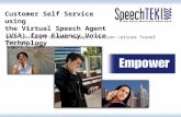 1 Customer Self Service using the Virtual Speech Agent (VSA) from Fluency Voice Technology Mark Steinweg | General Manager, Carlson Leisure Travel Services.