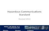 EMSFIRELAW.COM PINSKY LAW GROUP, PLLC  AttorneysEducatorsFirefighters Hazardous Communications Standard Revised 2013.