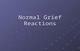 Normal Grief Reactions. Grief “an emotion or set of emotions due to a loss” Grief is a normal reaction to loss. The absence of grief is abnormal in most.