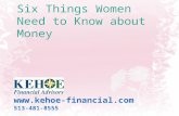 Six Things Women Need to Know about Money  513-481-8555.