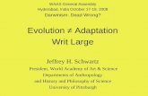 WAAS General Assembly Hyderabad, India October 17-19, 2008 Darwinism: Dead Wrong? Evolution ≠ Adaptation Writ Large Jeffrey H. Schwartz President, World.