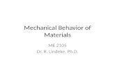Mechanical Behavior of Materials ME 2105 Dr. R. Lindeke, Ph.D.