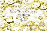 Rate-Time-Distance Problems Algebra Rate-Time-Distance Problems An object is in uniform motion when it moves without changing its speed, or rate. These.
