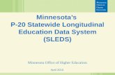 April 2010 Minnesota’s P-20 Statewide Longitudinal Education Data System (SLEDS) Minnesota Office of Higher Education.