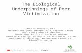 The Biological Underpinnings of Peer Victimization Tracy Vaillancourt, Ph.D. Professor and Canada Research Chair, Children’s Mental Health and Violence.