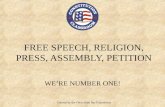 WE’RE NUMBER ONE! FREE SPEECH, RELIGION, PRESS, ASSEMBLY, PETITION Created by the Ohio State Bar Foundation.