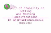Impact of Stability on Setting and Meeting Specifications in an Uncertain World William R. Porter MSBW 2012.