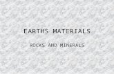 EARTHS MATERIALS ROCKS AND MINERALS. MINERALS VS ROCKS MINERAL is a naturally occurring inorganic solid with a crystal structure and a characteristic.