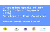 Increasing Uptake of HIV Early Infant Diagnosis (EID) Services in Four Countries (Cambodia, Namibia, Senegal & Uganda) 20 July 2010, Vienna S Tripathi,