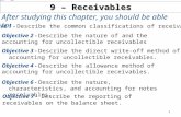 1 After studying this chapter, you should be able to: 9 – Receivables Objective 2 - Describe the nature of and the accounting for uncollectible receivables.
