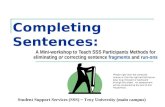 Completing Sentences: A Mini-workshop to Teach SSS Participants Methods for eliminating or correcting sentence fragments and run-ons Student Support Services