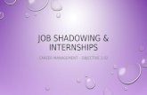 JOB SHADOWING & INTERNSHIPS CAREER MANAGEMENT – OBJECTIVE 2.02.