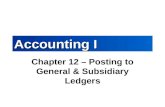 Accounting I Chapter 12 – Posting to General & Subsidiary Ledgers.