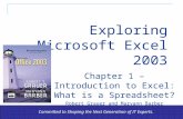 Exploring Office 2003 - Grauer and Barber 1 Committed to Shaping the Next Generation of IT Experts. Chapter 1 – Introduction to Excel: What is a Spreadsheet?